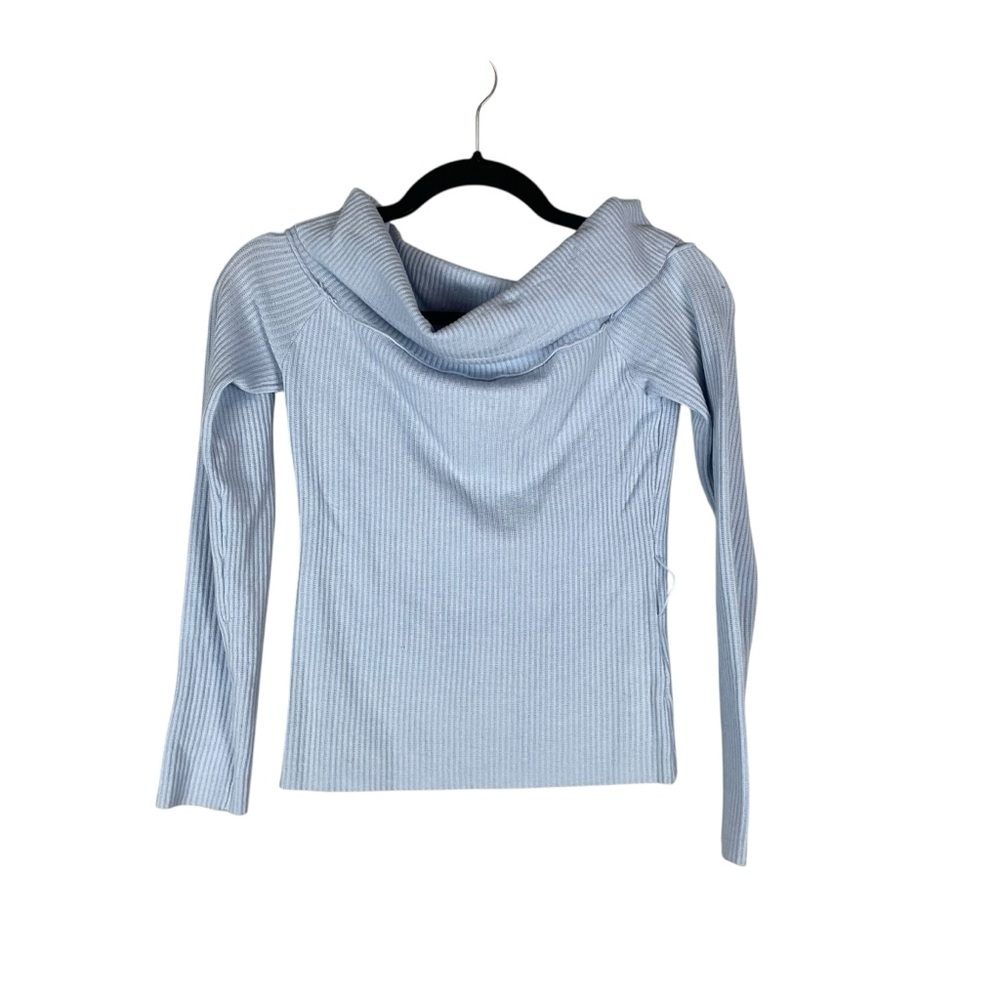 A Love Like You Blue Ribbed Cowl Neck Long Sleeve Knit Top S